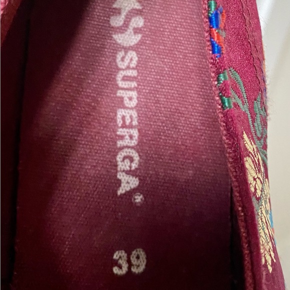 SUPERGA Burgundy satin embroidered sneakers.  Size 8 - Picture 8 of 9